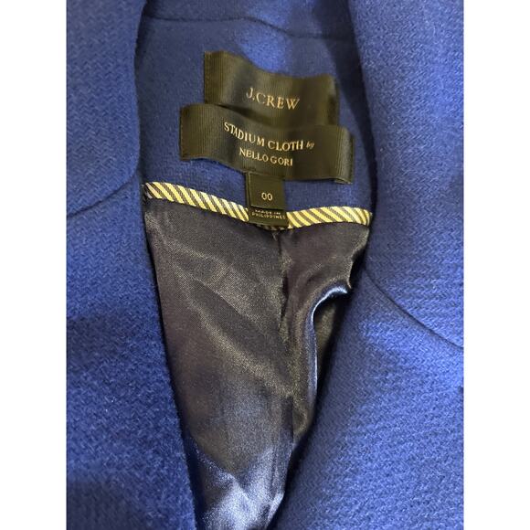 J.Crew Stadium-Cloth Wool Peacoat Blue Gold Buttons Size 00 Nello Gori - Picture 3 of 7